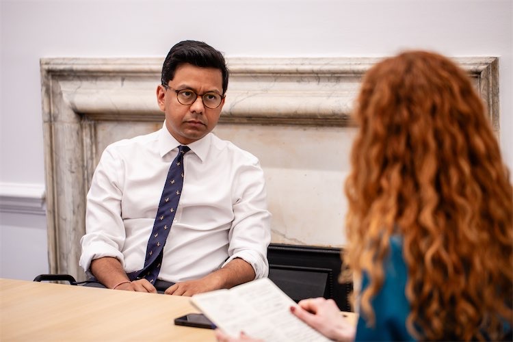 Kanisha Narayan and Zoe Crowther during the interview, sat at a table in DSIT
